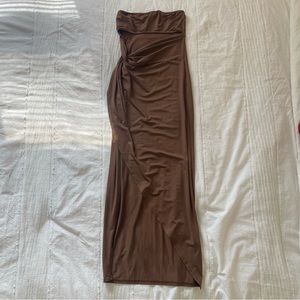 Strapless Body-con Brown Dress (XS) - Shein - Date Night Gold!